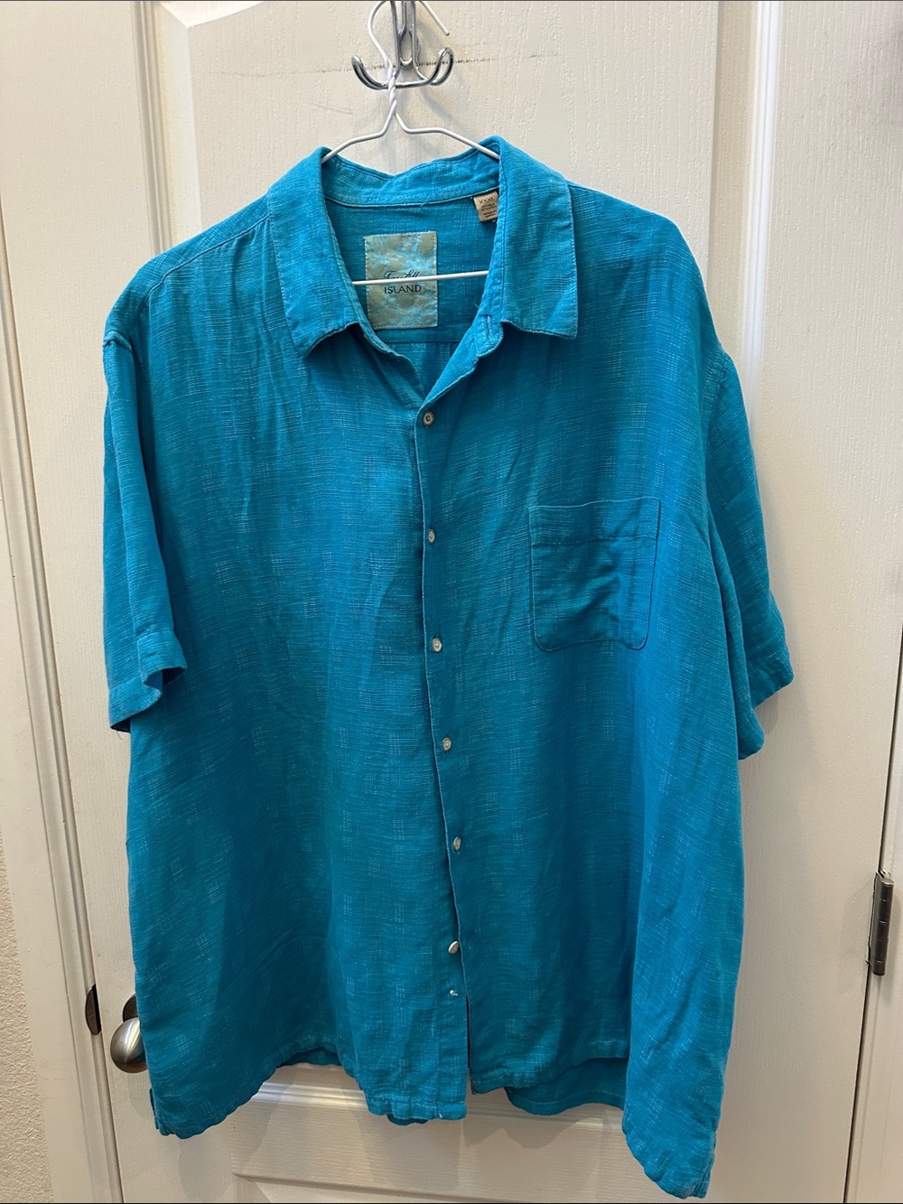 Tasso Elba Teal Short-Sleeve Button-Down Shirt